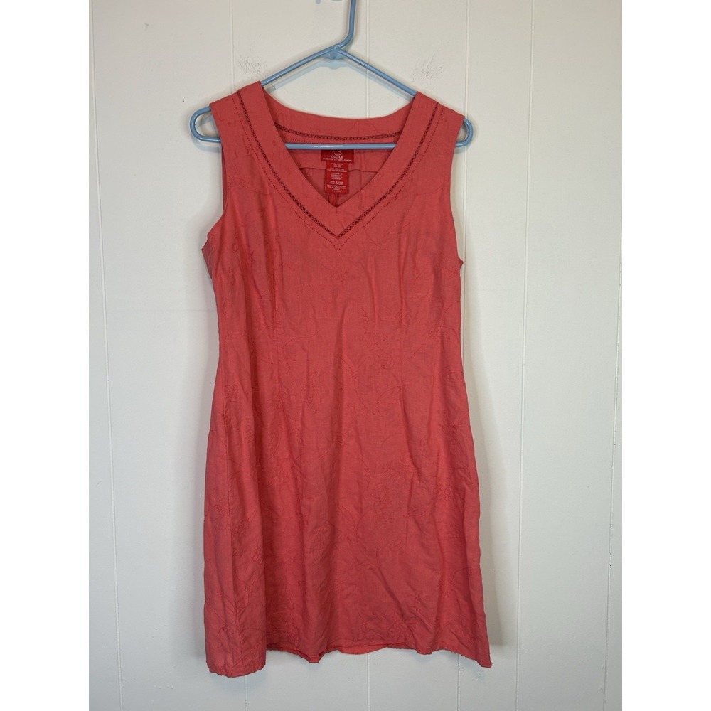 Oscar De La Renta Women's Size 10 Sleeveless Linen Blend Dress Red 303